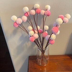New Pink and White Pom Pom Floral Stems 🌺